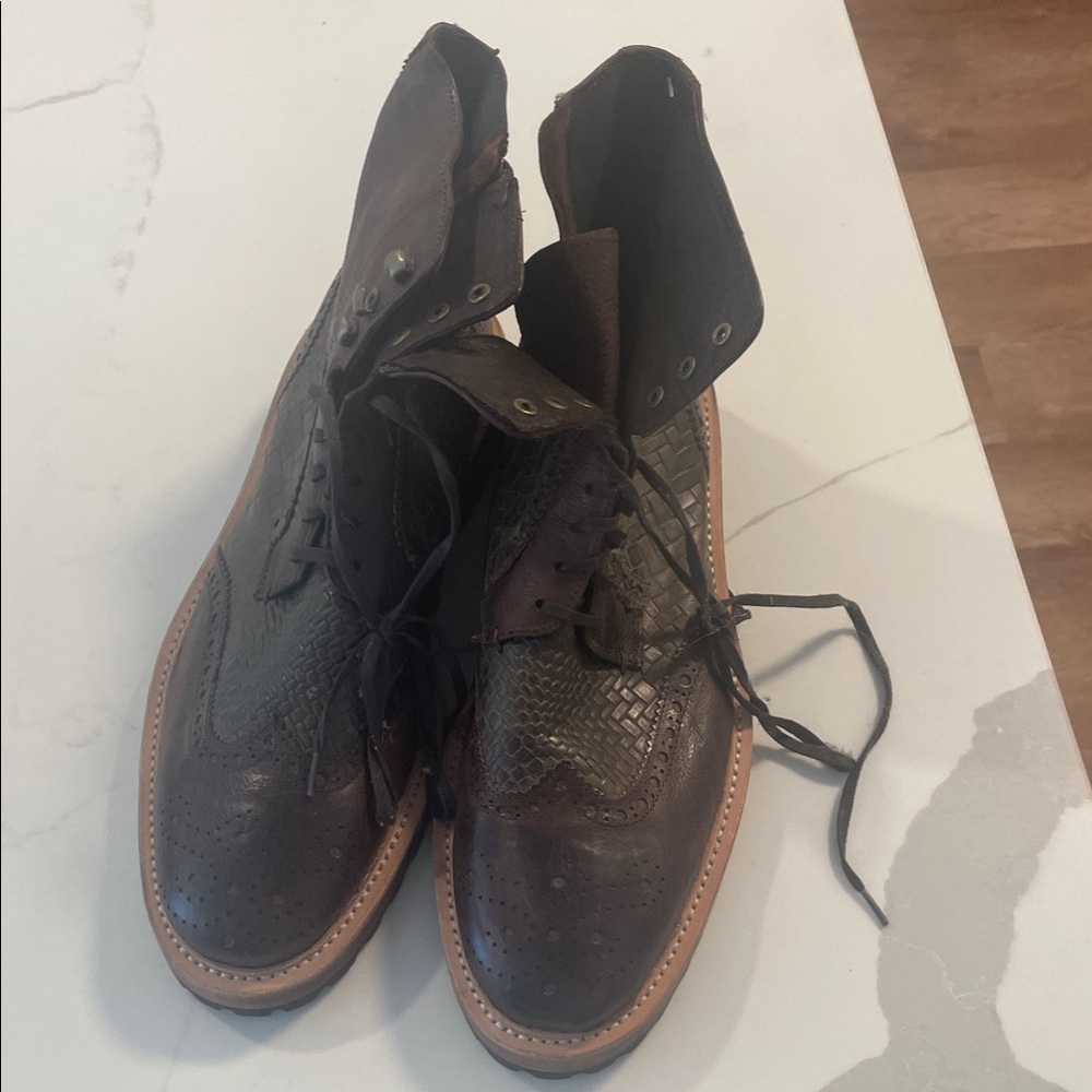 Donald J. Pliner Dark Brown Textured Men's Boots